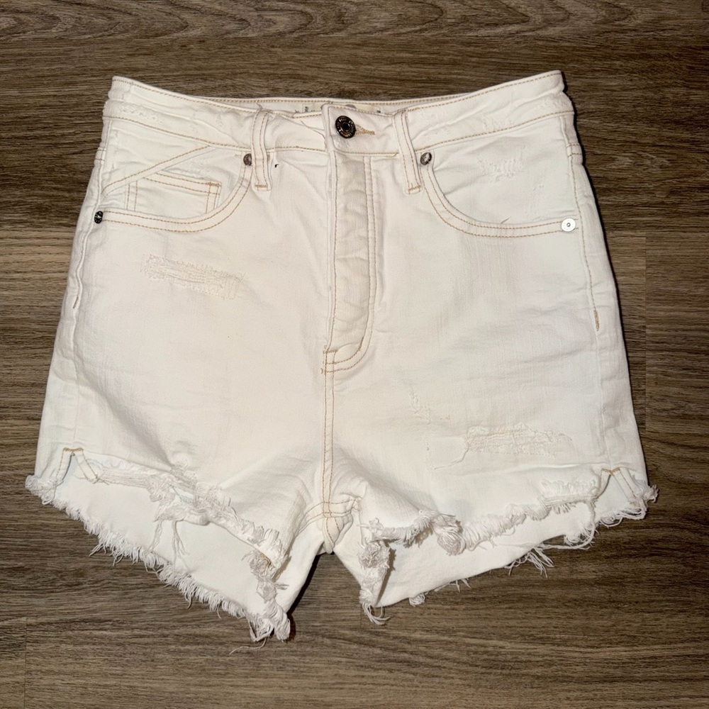 We The Free Curvy‎ Cut Off Shorts Womens Size 28 High Rise Distressed White